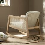 Linen-Blend Armchair with Natural Oak Frame & Rattan Armrests - Image 10