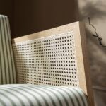 Linen-Blend Armchair with Natural Oak Frame & Rattan Armrests - Image 9