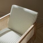 Linen-Blend Armchair with Natural Oak Frame & Rattan Armrests - Image 8