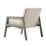 Fabric Armchair with Weathered Oak Frame & Handwoven Rattan Backrest - Image 10