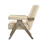 Striped Linen-Blend Accent Chair with Weathered Oak Frame for Modern Home Décor - Image 10