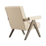 Striped Linen-Blend Accent Chair with Weathered Oak Frame for Modern Home Décor - Image 9