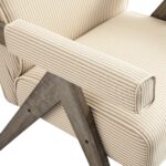 Striped Linen-Blend Accent Chair with Weathered Oak Frame for Modern Home Décor - Image 8
