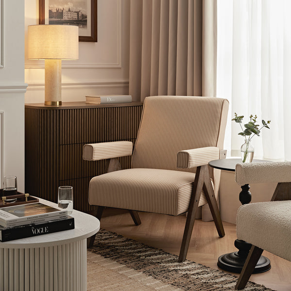 ACH-729-YELLOWSTRIPE-WTH_main Striped Linen-Blend Accent Chair with Weathered Oak Frame for Modern Home Décor - Image 1