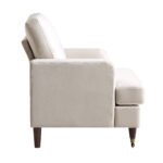 Soft Beige Velvet Armchair with Antique Brass Castor Legs for Elegant Home Seating - Image 9