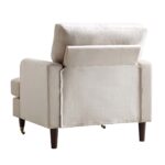 Soft Beige Velvet Armchair with Antique Brass Castor Legs for Elegant Home Seating - Image 3