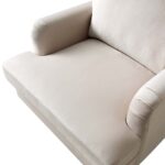 Soft Beige Velvet Armchair with Antique Brass Castor Legs for Elegant Home Seating - Image 7
