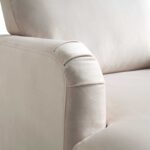Soft Beige Velvet Armchair with Antique Brass Castor Legs for Elegant Home Seating - Image 6