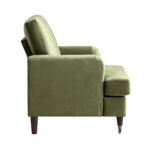 Luxe Olive Green Velvet Armchair with Antique Brass Castor Legs for Elegant Home Seating - Image 7