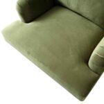 Luxe Olive Green Velvet Armchair with Antique Brass Castor Legs for Elegant Home Seating - Image 5