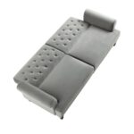 Velvet 2-Seater Convertible Sofa Bed - Image 4