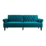 Velvet 3-Seater Chesterfield Sofa Bed - Image 6