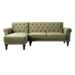 Green Velvet Chesterfield Chaise Sofa Bed - Image 10
