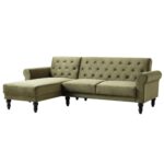 Green Velvet Chesterfield Chaise Sofa Bed - Image 9