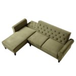 Green Velvet Chesterfield Chaise Sofa Bed - Image 8