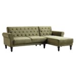 Green Velvet Chesterfield Chaise Sofa Bed - Image 4