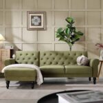 Green Velvet Chesterfield Chaise Sofa Bed