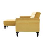 Yellow Velvet Chesterfield Chaise Sofa Bed - Image 7