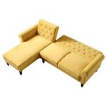Yellow Velvet Chesterfield Chaise Sofa Bed - Image 5