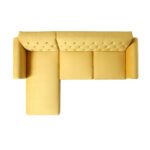 Yellow Velvet Chesterfield Chaise Sofa Bed - Image 12