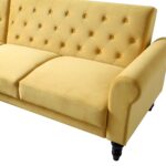 Yellow Velvet Chesterfield Chaise Sofa Bed - Image 9