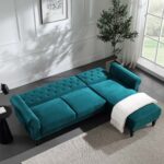 Velvet Chesterfield Chaise Sofa Bed for Luxurious Indian Living Spaces - Image 2