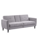 Light Grey Brushed Fabric 3-Seater Storage Sofa Bed - Image 6