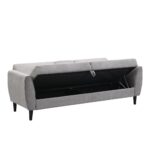 Light Grey Brushed Fabric 3-Seater Storage Sofa Bed - Image 4