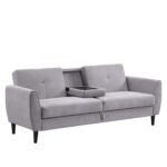 Light Grey Brushed Fabric 3-Seater Storage Sofa Bed - Image 5