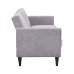 Light Grey Brushed Fabric 3-Seater Storage Sofa Bed - Image 9