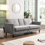 Light Grey Brushed Fabric 3-Seater Storage Sofa Bed - Image 8