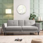 Light Grey Brushed Fabric 3-Seater Storage Sofa Bed