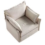 Pillow-Edge Beige Fabric Modular 1-Seater Sofa - Image 10