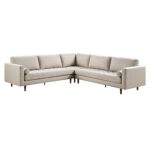 5+ Seater Corner Sofa in Beige Woven Fabric - Image 6