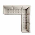 5+ Seater Corner Sofa in Beige Woven Fabric - Image 4