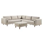 5+ Seater Corner Sofa in Beige Woven Fabric - Image 12