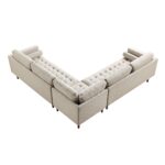 5+ Seater Corner Sofa in Beige Woven Fabric - Image 11