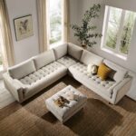 5+ Seater Corner Sofa in Beige Woven Fabric - Image 2