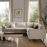 5+ Seater Corner Sofa in Beige Woven Fabric - Image 5