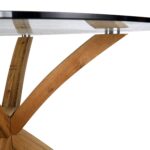 110 cm Round Glass Top Dining Table with Solid Oak Legs - Image 7