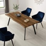 Wood Effect 180 cm Dining Table with Curved Edges – 6 Seater