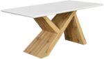 Oak Effect 160 cm Dining Table with White Top - Image 2