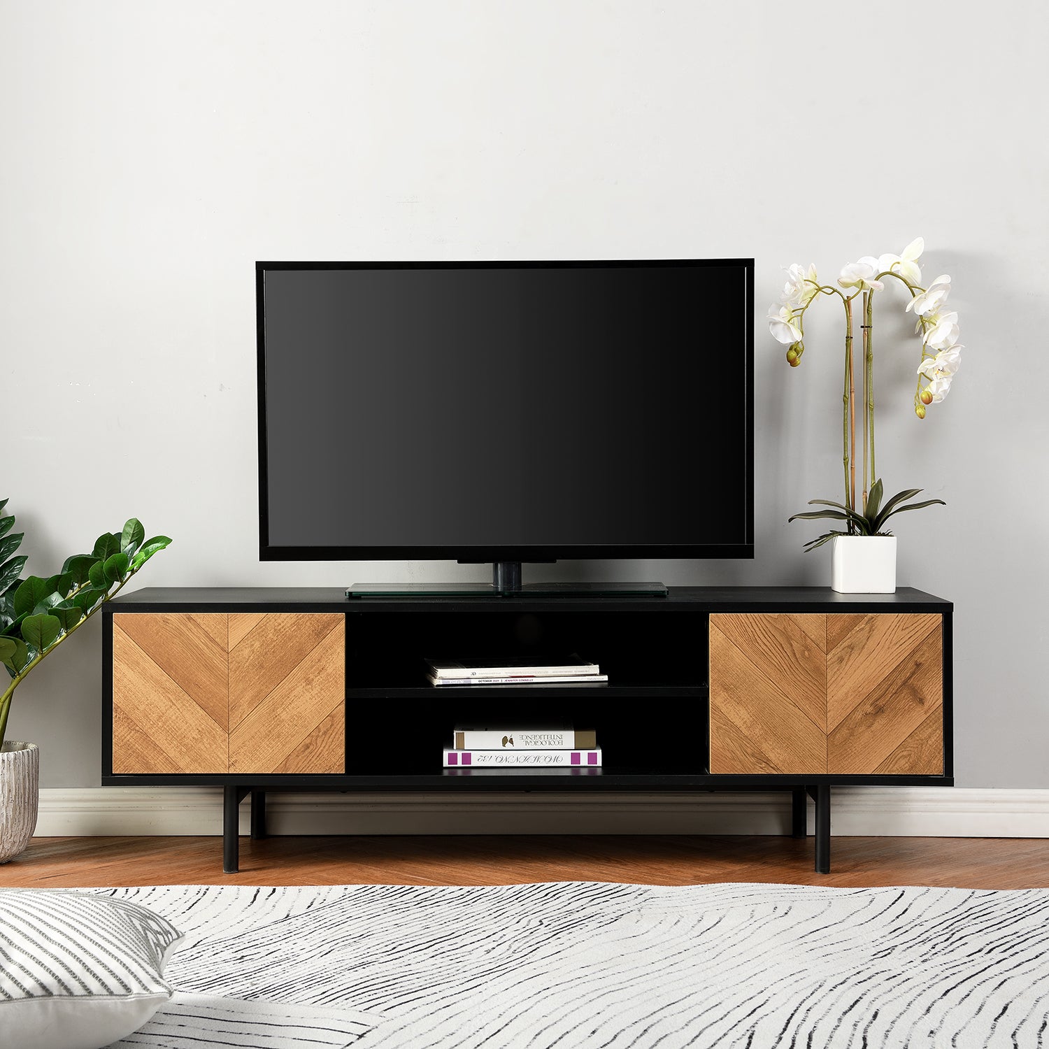 BSD-043_scene1 140cm Wide TV Unit – Modern Minimalist Design - Image 1