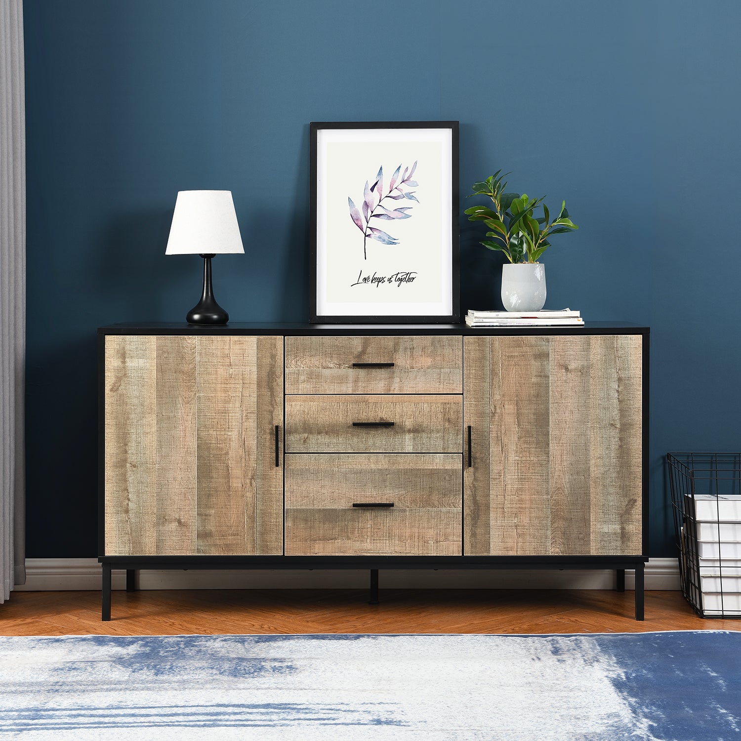 BSD-044_scene2 2-Cupboard 3-Drawer Sideboard - Image 1