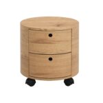 Oak Barrel 2-Drawer Bedside Table - Image 5