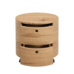 Oak Barrel 2-Drawer Bedside Table - Image 3