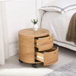 Oak Barrel 2-Drawer Bedside Table - Image 2