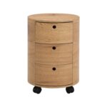 Oak Barrel 3-Drawer Bedside Table - Image 6