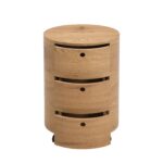 Oak Barrel 3-Drawer Bedside Table - Image 4