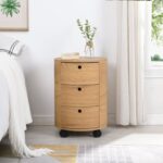 Oak Barrel 3-Drawer Bedside Table